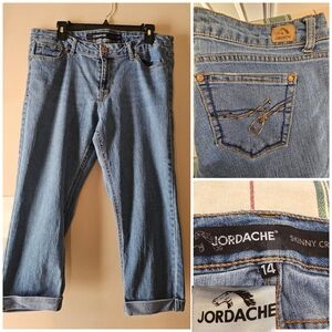 Jordache Women’s Skinny Crop Jeans - Mid Rise Blue Denim - Size 14